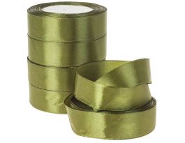 Лента атлас, 25 ммx25 ярд, набор (5 шт) Темно-зеленый