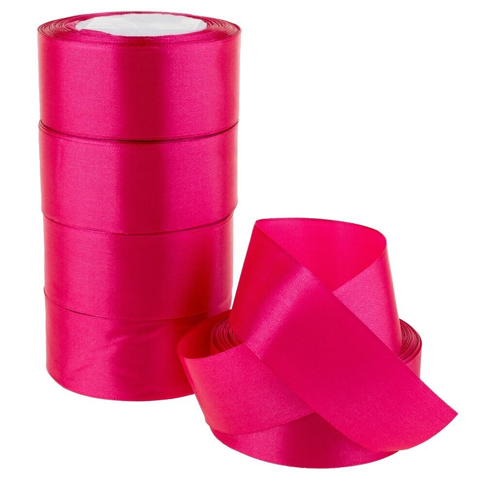 Лента атлас, 40 ммx25 ярд, набор (5 шт) Розовый