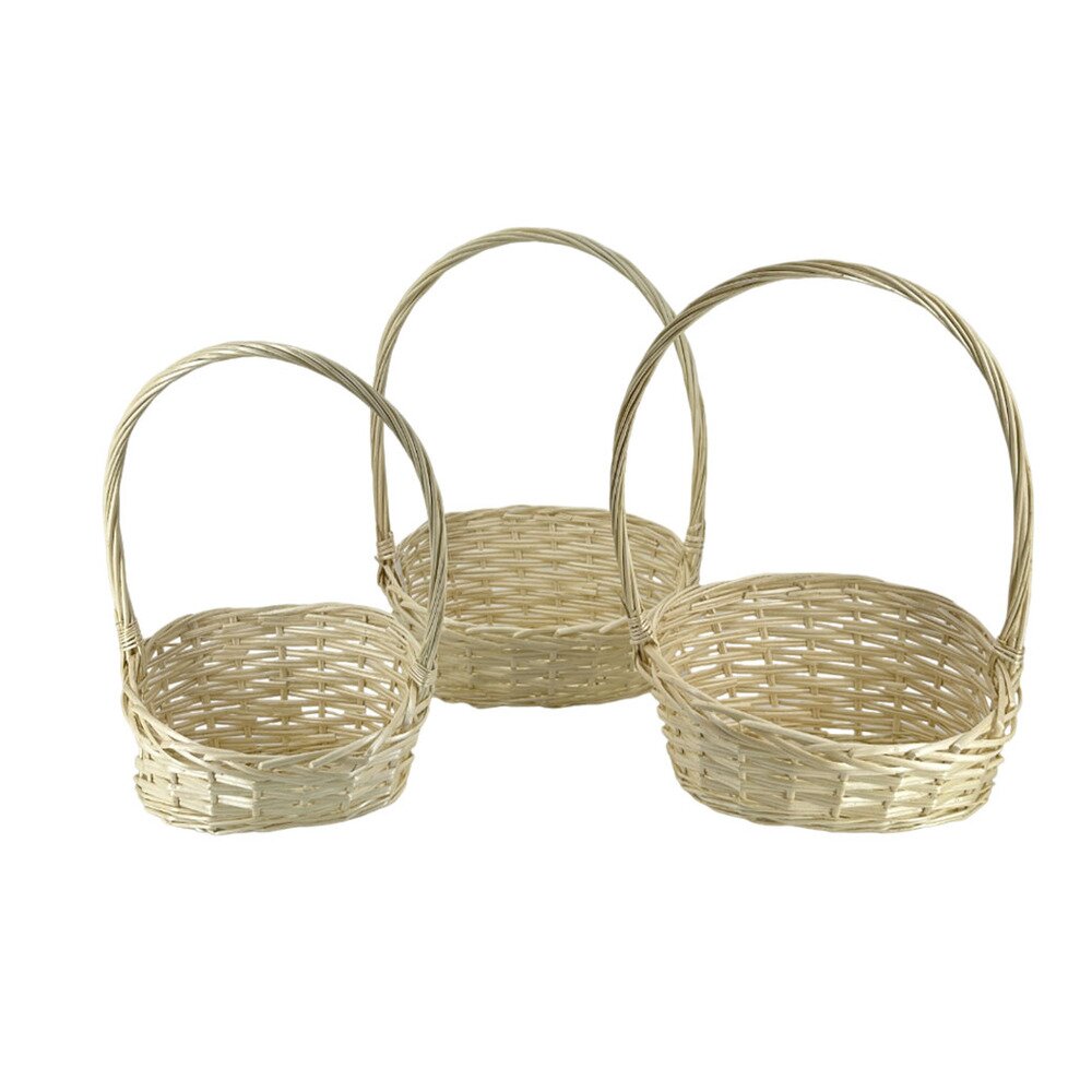 Корзина плетеная (ива), 36x27xH17/50 см - 26x19xH14/40 см, набор (3 шт) Натуральный