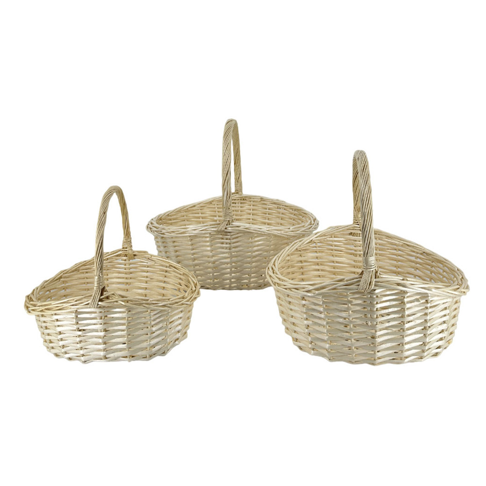 Корзина плетеная (ива), 43x36xH19/38 см - 31x25xH15/27 см, набор (3 шт) Натуральный