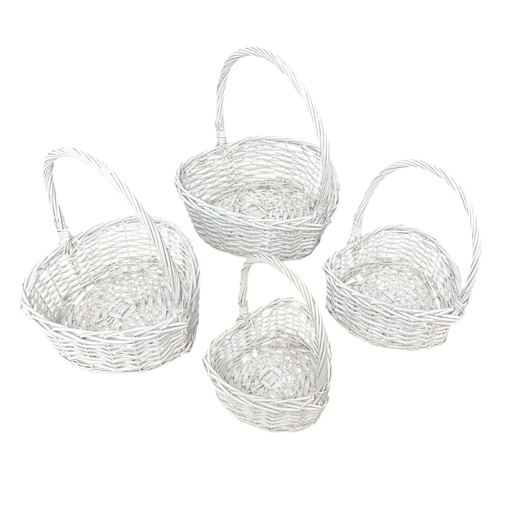 Корзина плетеная (ива), 40x40xH15/44 см - 23x23xH10/28 см, набор (4 шт) Белый