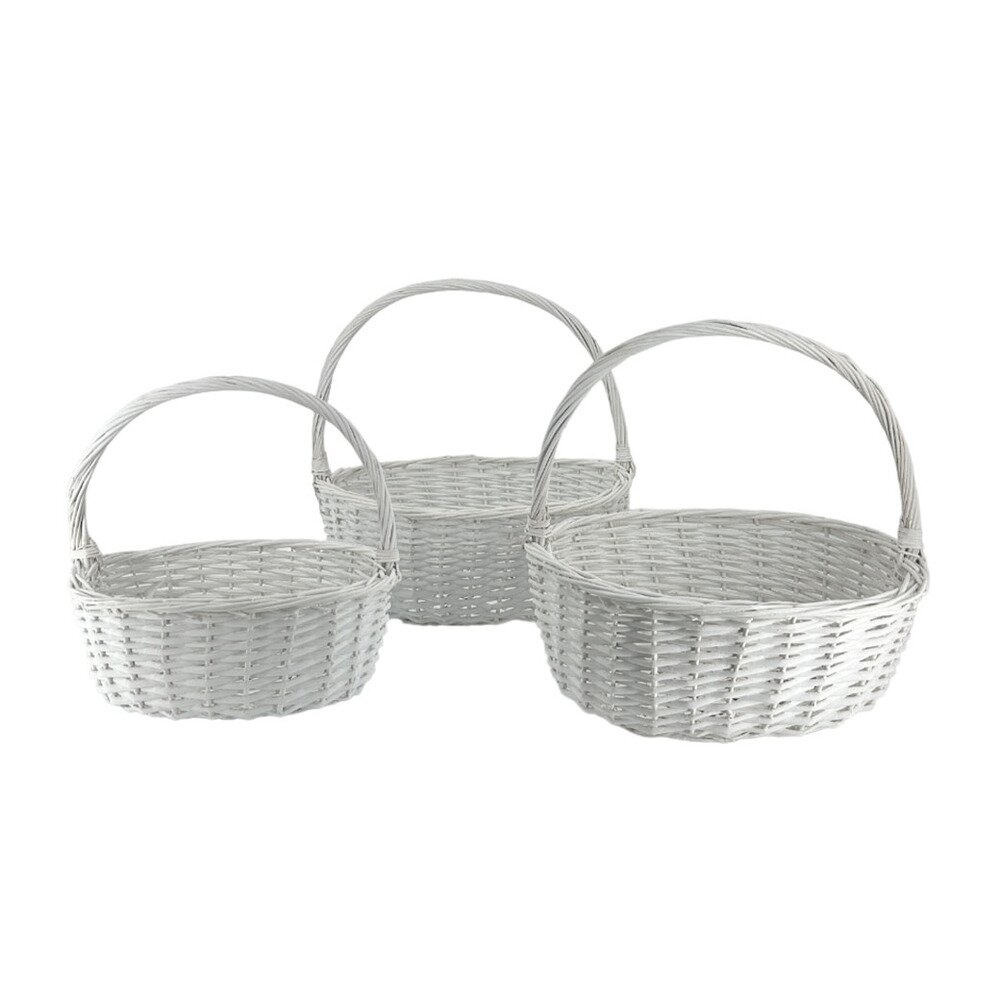 Корзина плетеная (ива), 48x39xH18/45 см - 35x25xH14/35 см, набор (3 шт) Белый