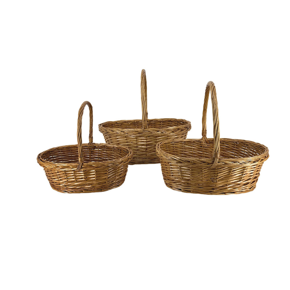 Корзина плетеная (ива), 46x35xH17/40 см - 35x23xH12/30 см, набор (3 шт) Натуральный