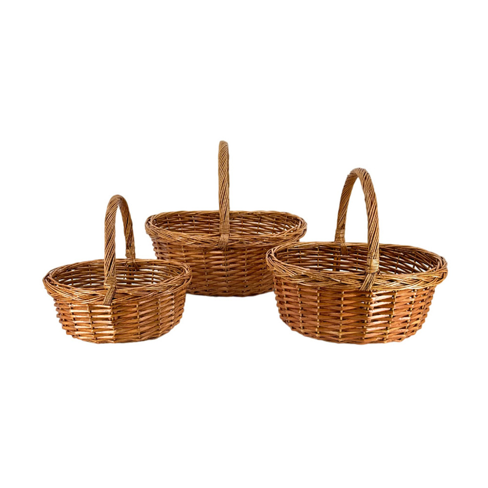 Корзина плетеная (ива), 41x33xH17/36 см - 27x22xH12/25 см, набор (3 шт) Натуральный