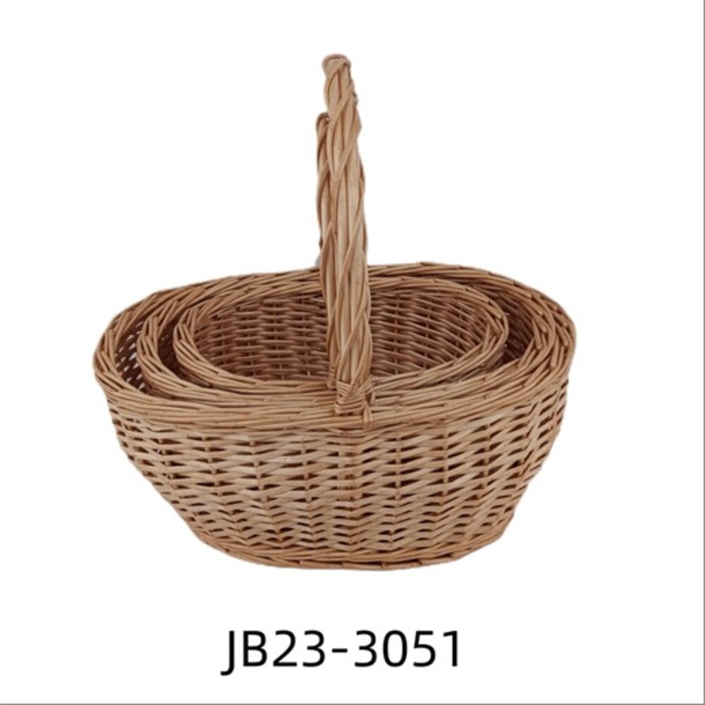 Корзина плетеная (ива), 40x30xH18/37 см - 28x21xH14/30 см, набор (3 шт) Натуральный