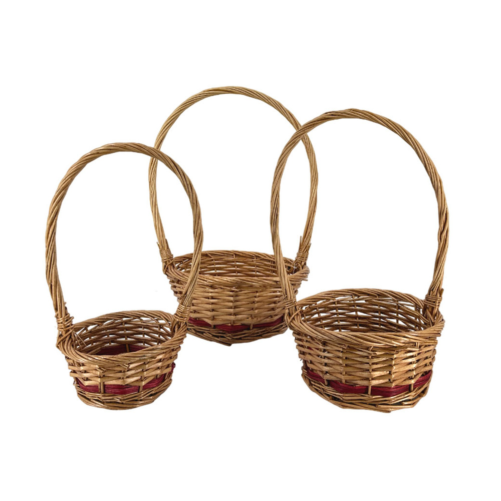 Корзина плетеная (ива), D20хH10/37 см - D31хH14/47 см, набор (3 шт) Натуральный