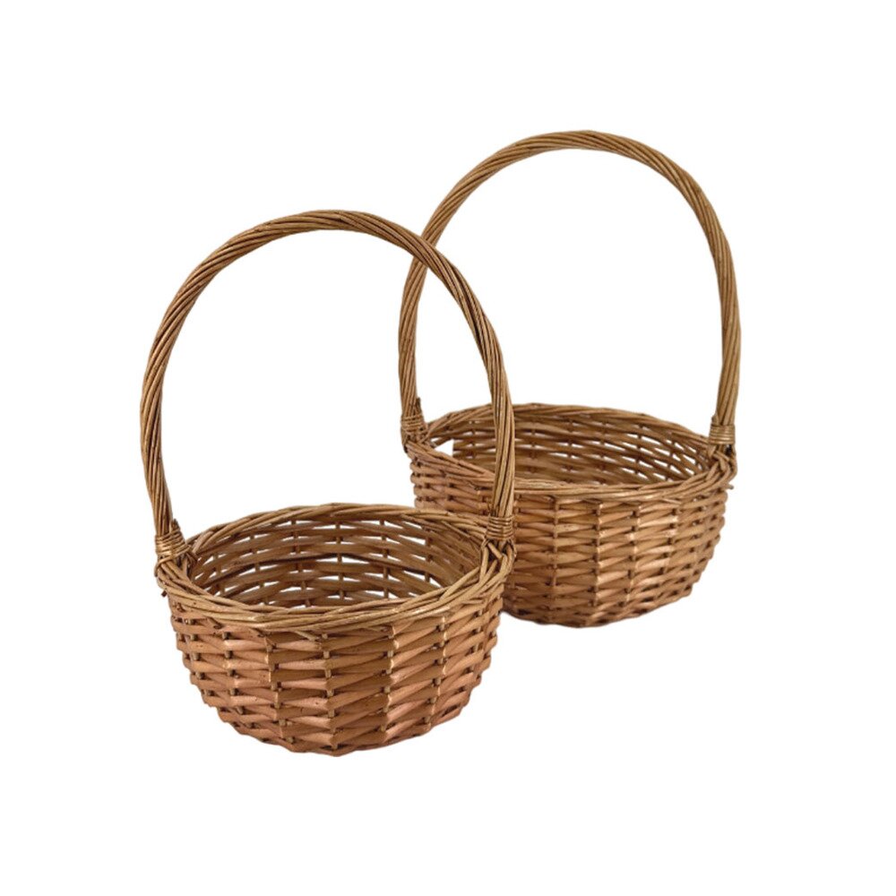 Корзина плетеная (ива), D29xH14/38 см, D24xH12/33 см, набор (2 шт) Натуральный