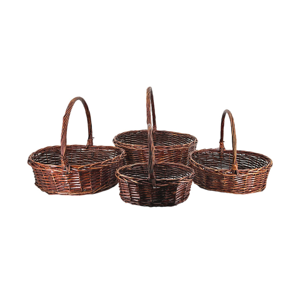 Корзина плетеная (ива), 50x44xH16/42 см - 33x26xH11/26 см, набор (4 шт) Коричневый