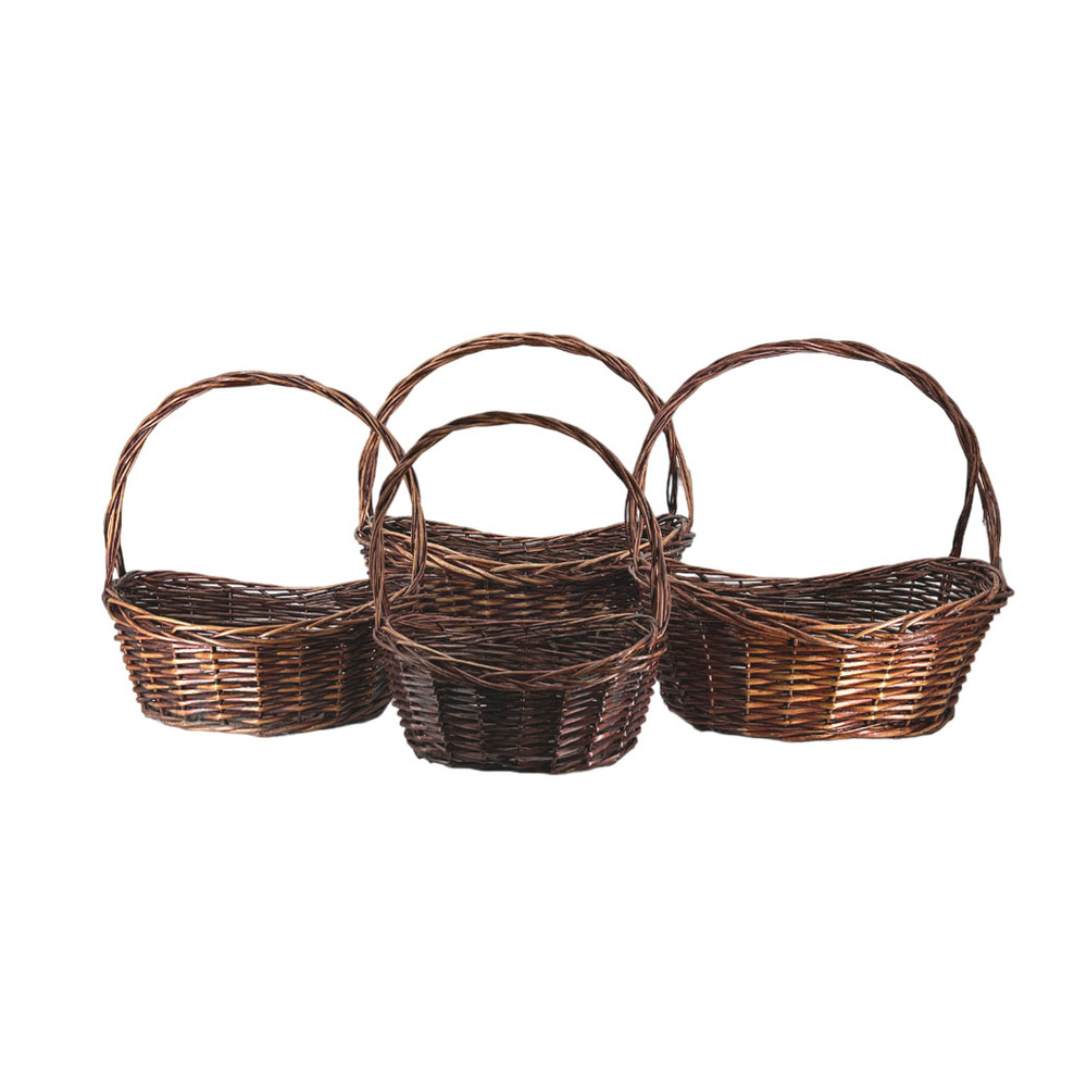 Корзина плетеная (ива), 36х24хH17/40 см - 59х42хH25/56 см, набор (4 шт) Коричневый