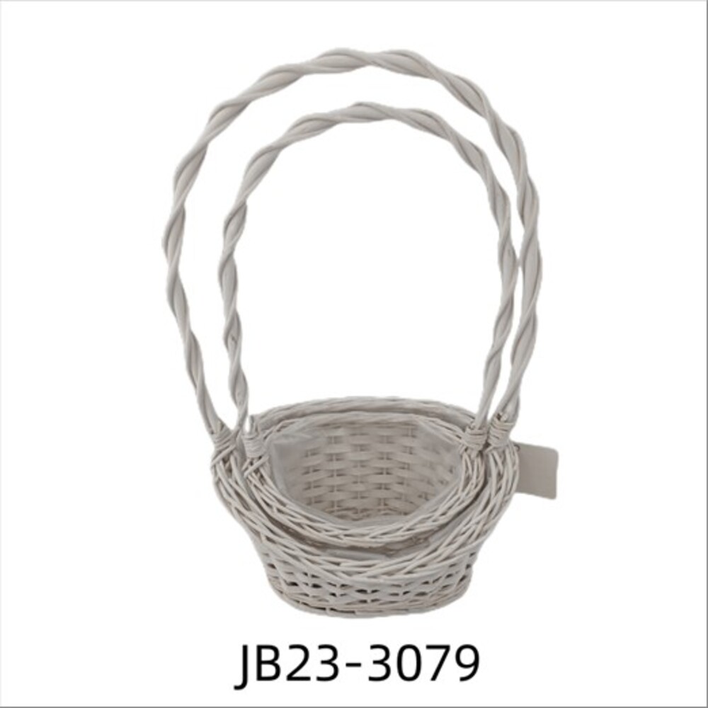 Корзина плетеная (ива), 21x19xH12/40 см, 17x15xH10/36 см, набор (2 шт) Белый