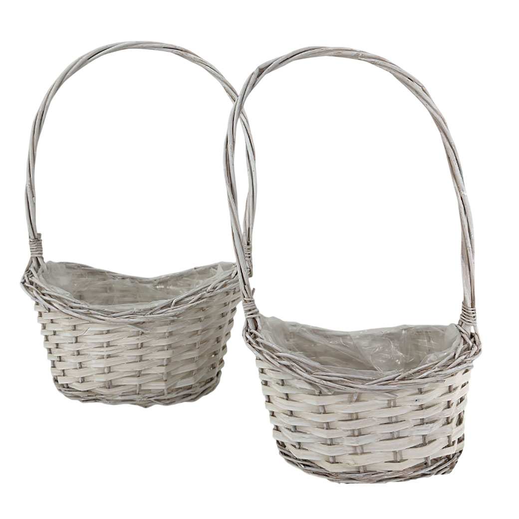 Корзина плетеная (ива), 24x17xH14/40 см, 19x13xH11/36 см, набор (2 шт) Белый