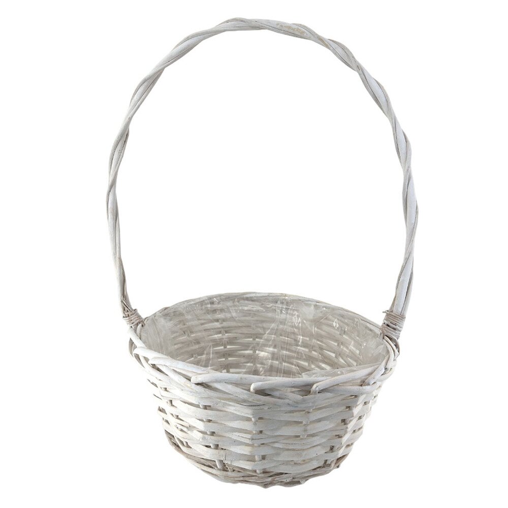 Корзина плетеная (ива), D30xH14/50 см Белый