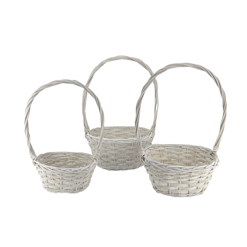 Корзина плетеная (ива), 31x25xH16/52 см - 22x16xH12/41 см, набор (3 шт) Белый