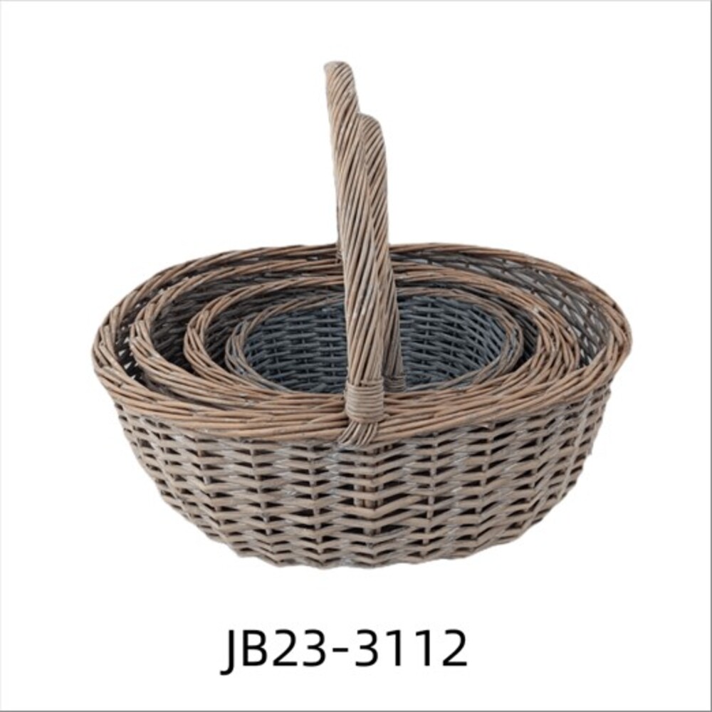 Корзина плетеная (ива), 27x20x11,5/21 см - 47x38xH19/39 см, набор (4 шт) Серый