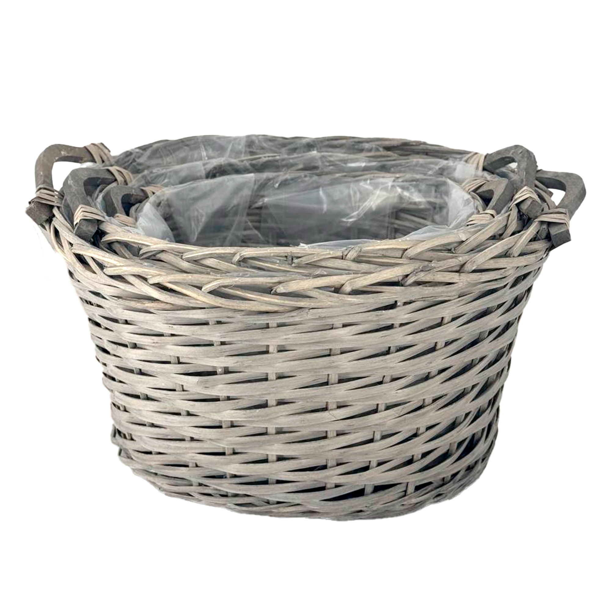 Корзина плетеная (ива), 38x29хH23 см - 50x41хH29 см, набор (3 шт) Серый