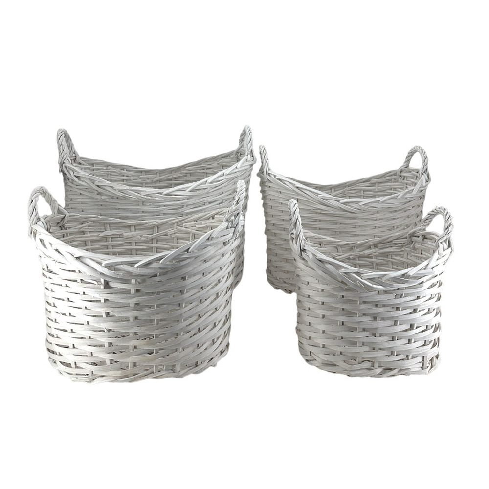 Корзина плетеная (ива), 33x25xH18/24 см - 61x50xH31/41 см, набор (4 шт) Белый