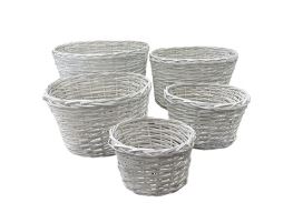 Кашпо плетеное (ива), 60x48xH38 см - 27x20xH20 см, набор (5 шт) Белый