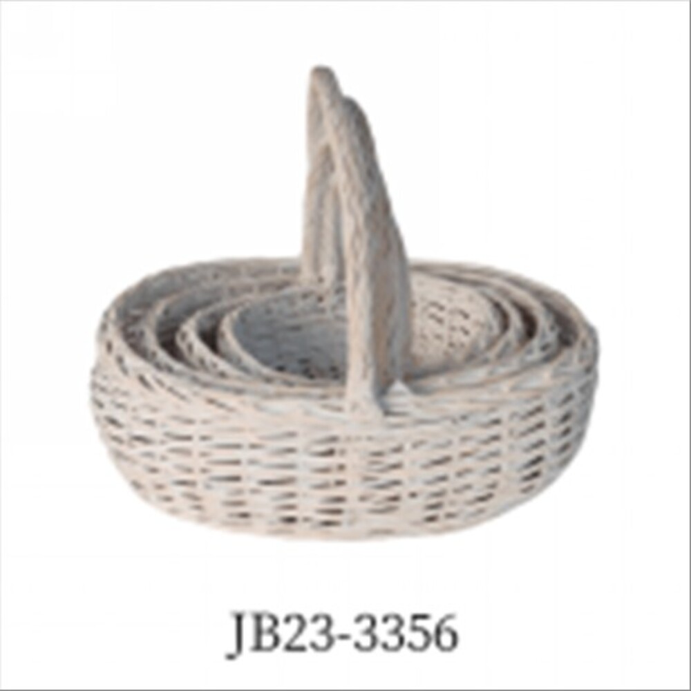 Корзина плетеная (ива), 60x48xH20/50 см - 35x28xH13/32 см, набор (4 шт) Белый