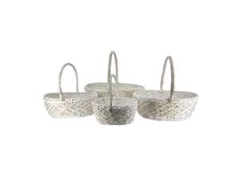 Корзина плетеная (ива), 31x24xH13/32 см - 56x45xH18/47 см, набор (4 шт) Белый