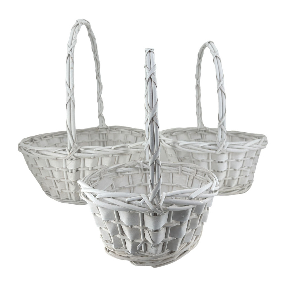 Корзина плетеная (ива), D25xH12/33 см - D37xH16/44 см, набор (3 шт) Белый