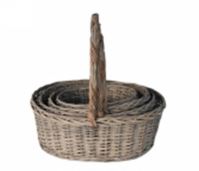 Корзина плетеная (ива), 55x44xH20/53 см - 34x25x15/36 см, набор (4 шт) Серый