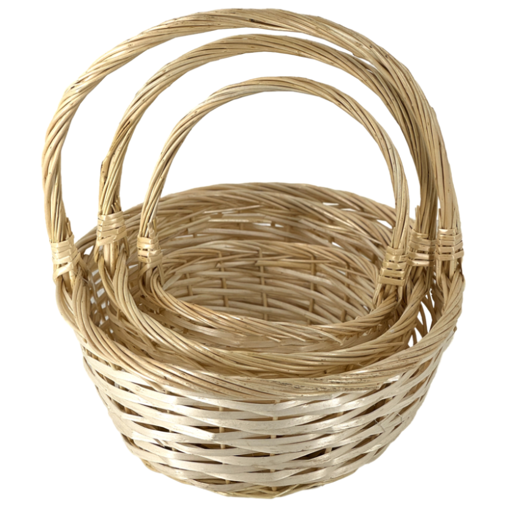 Корзина плетеная (ива), D33xH16/38 см - D22xH12/28 см, набор (3 шт) Натуральный