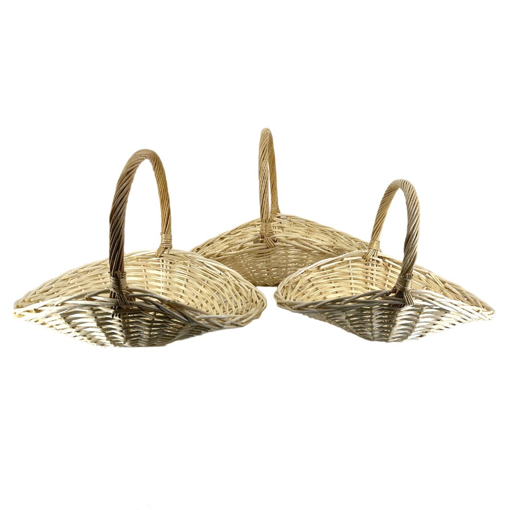 Корзина плетеная (ива), 56x40xH19/37 см - 41x28xH15/26 см, набор (3 шт) Натуральный