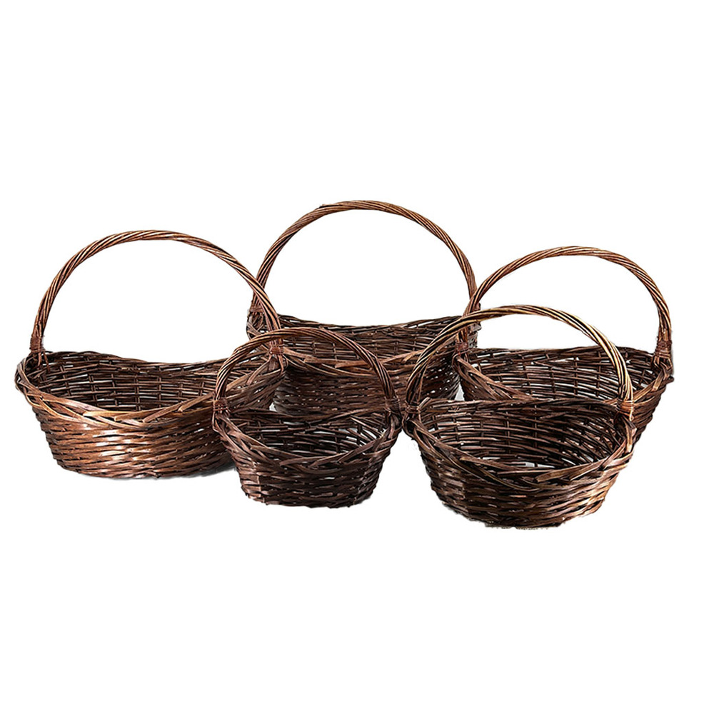 Корзина плетеная (ива), 59x44xH23/47 см - 30x20xH15/27 см, набор (5 шт) Коричневый