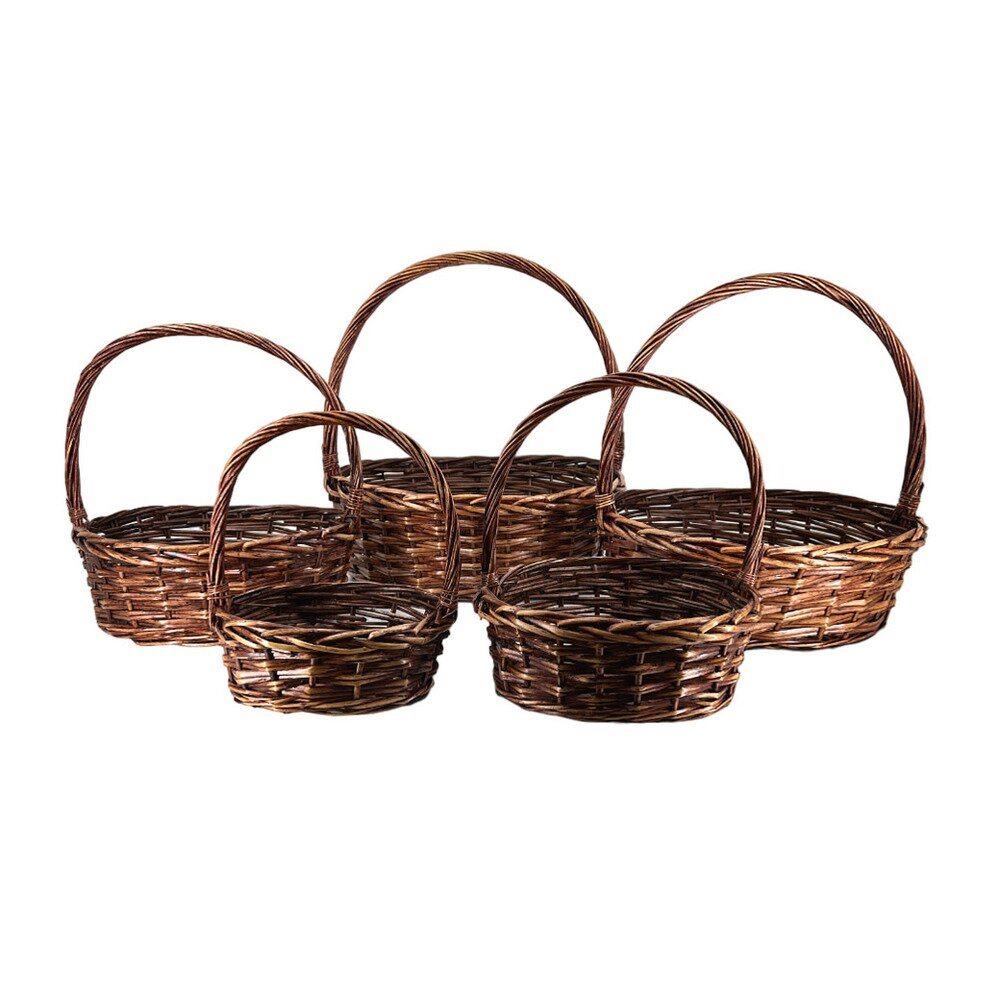 Корзина плетеная (ива), 48x38xH17/47 см - 22x15xH10/26 см, набор (5 шт) Коричневый