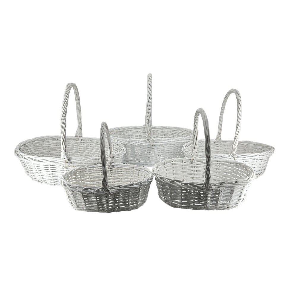 Корзина плетеная (ива), 50x35xH15/44 см - 29x20xH11/27 см, набор (5 шт) Белый