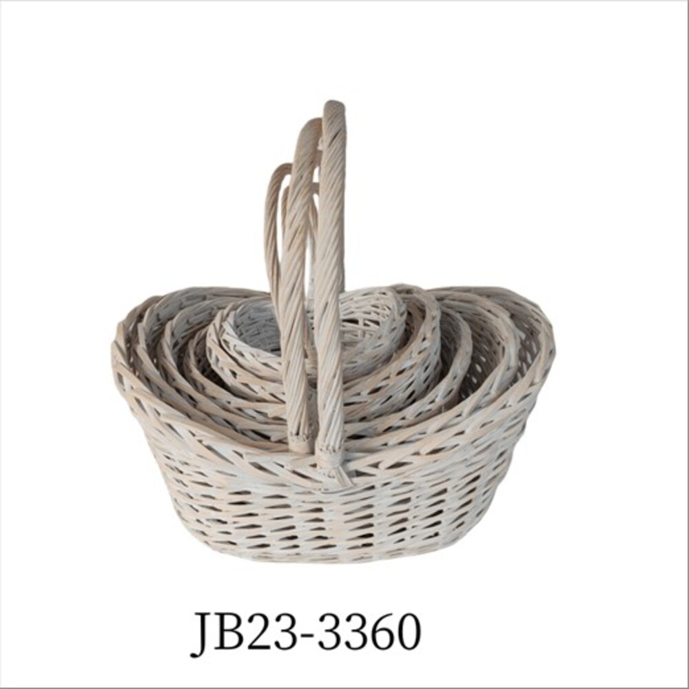 Корзина плетеная (ива), 58x44xH29/55 см - 24x17xH16/31 см, набор (6 шт) Белый