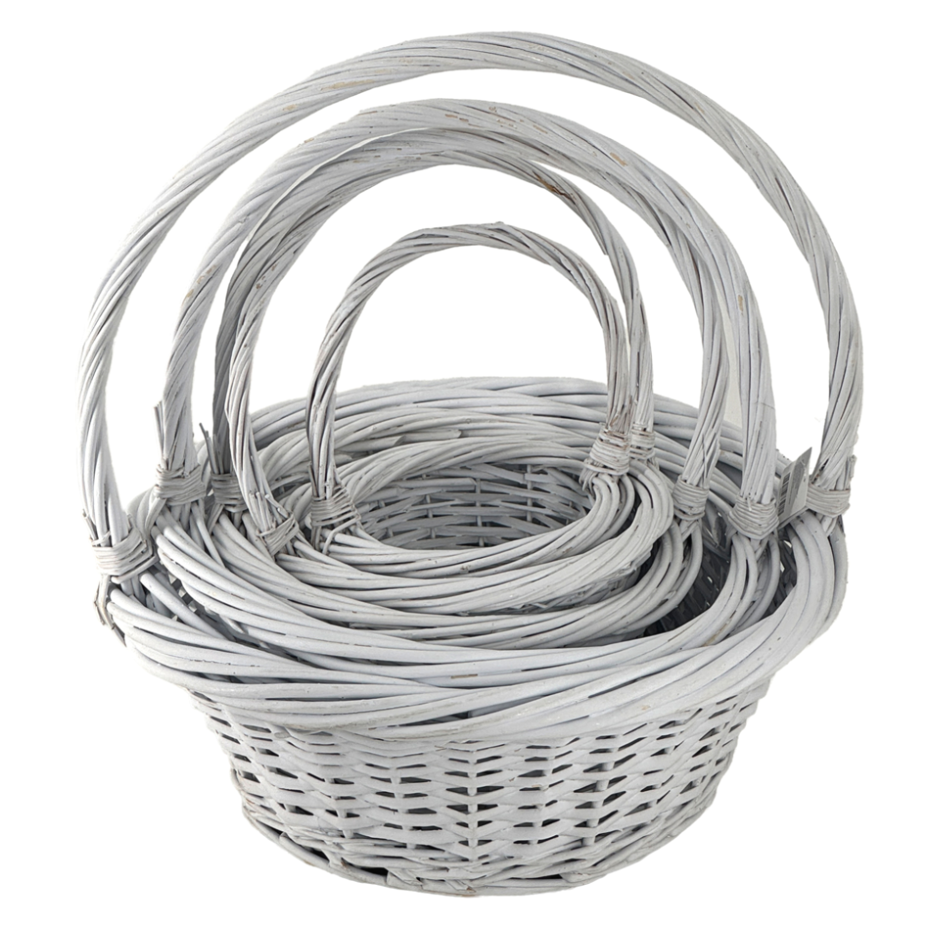 Корзина плетеная (ива), D20хH11/27 см - D45хH18/48 см, набор (5 шт) Натуральный