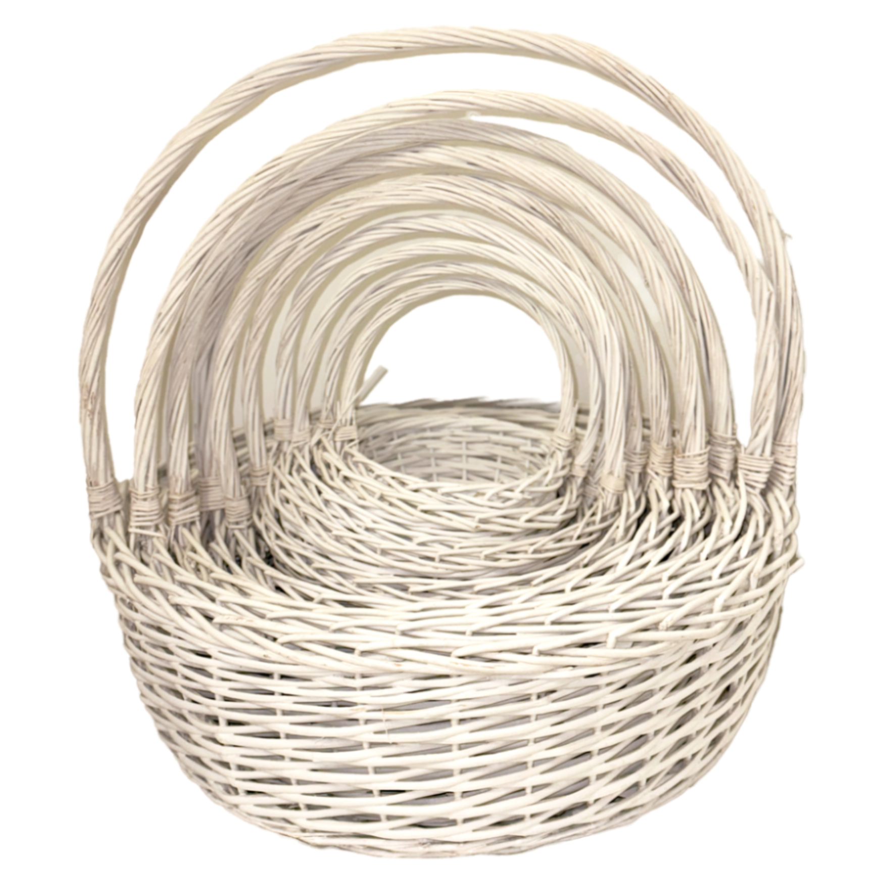 Корзина плетеная (ива), D15xH10/23 см - D68xH22/70 см, набор (10 шт) Белый