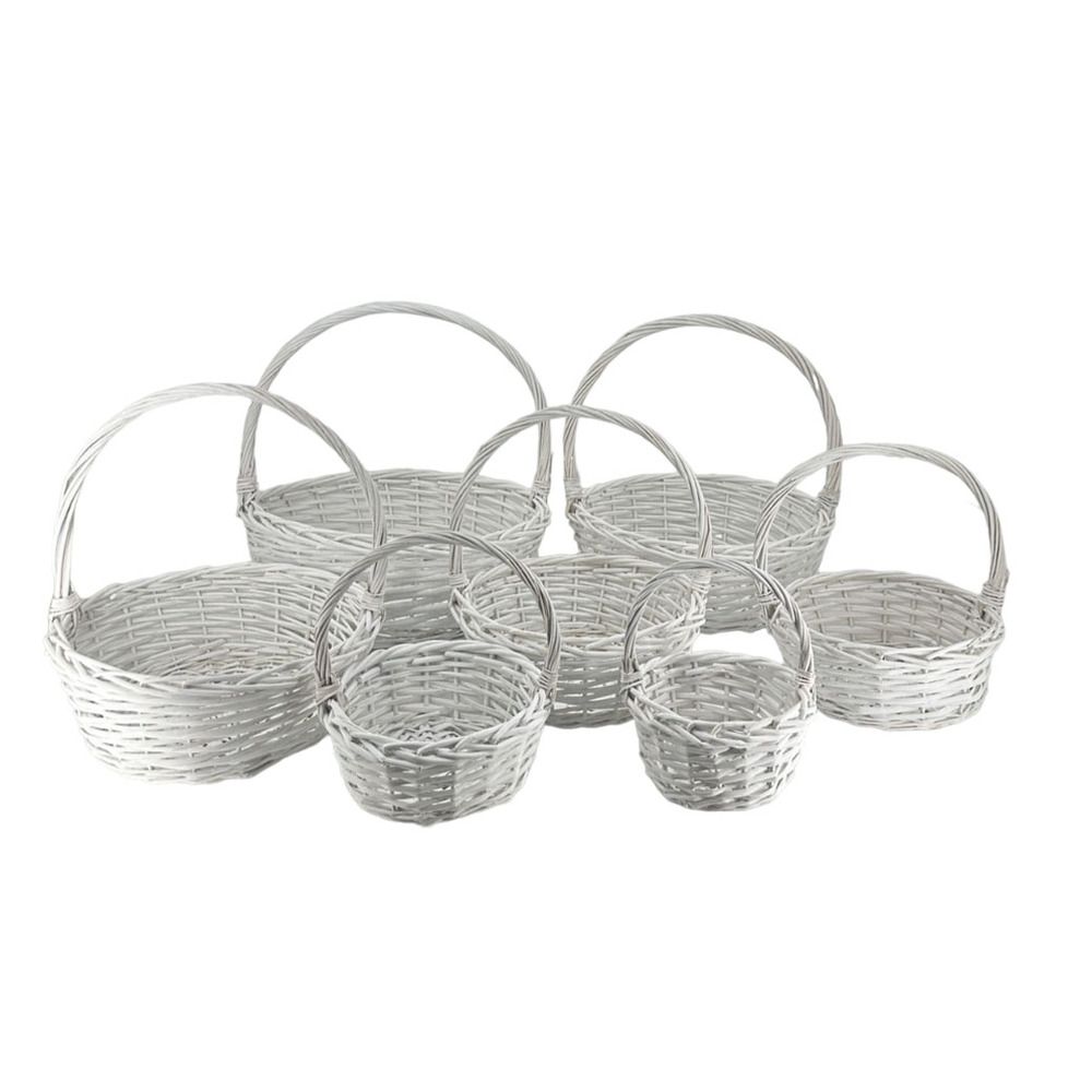 Корзина плетеная (ива), D15хH10/23 см - D46хH15/48 см, набор (7 шт) Белый