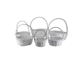 Корзина плетеная (ива), D40xH14/42 см - D15xH10/23 см, набор (6 шт) Белый