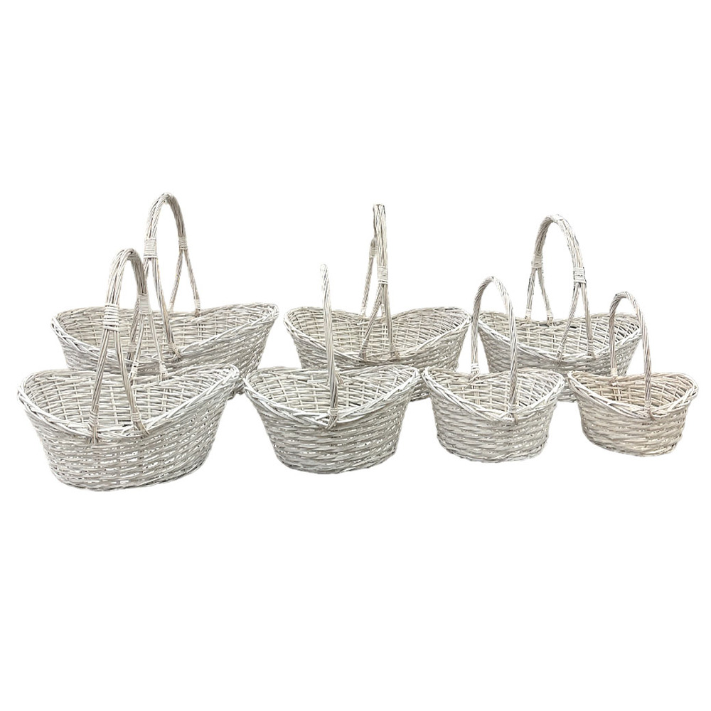 Корзина плетеная (ива), 100x85xH30/74 см - 55x42xH18/35 см, набор (7 шт) Белый