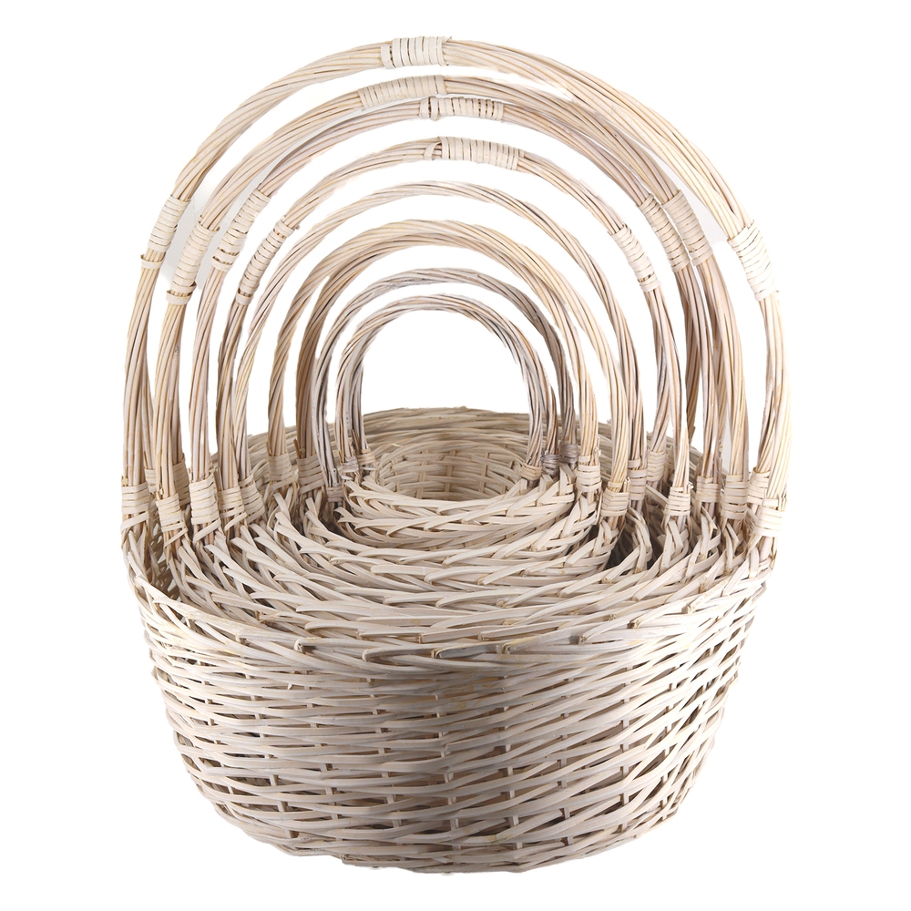 Корзина плетеная (ива), 86x72xH27/80 см - 27x20xH11/29 см, набор (10 шт) Белый