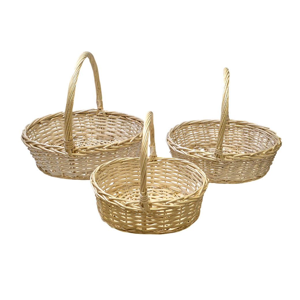 Корзина плетеная (ива), 45x36xH14/40 см - 33x24xH12/30 см, набор (3 шт) Натуральный