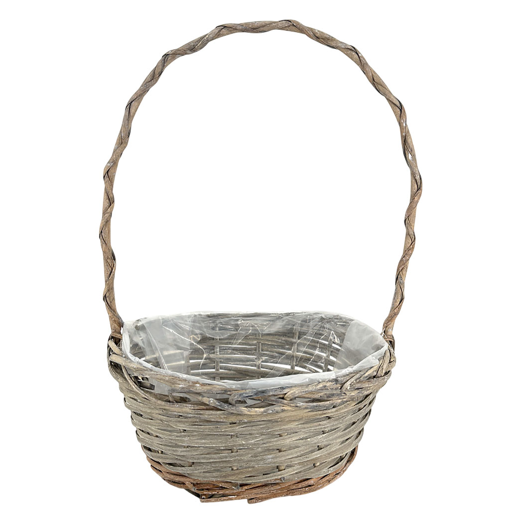 Корзина плетеная (ива), 28x24xH12/43 см Серый