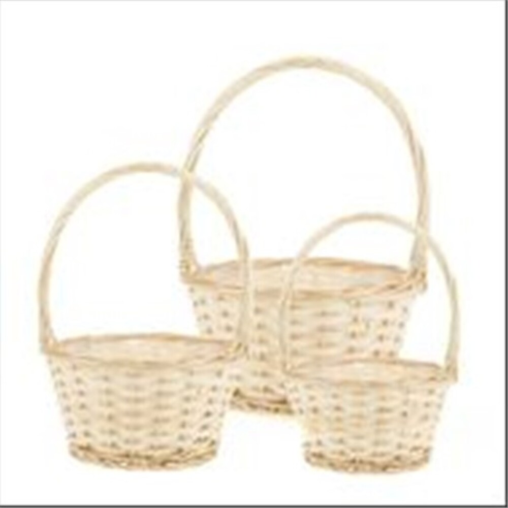 Корзина плетеная (ива), D25xH13/33 см - D16xH9/25 см, набор (3 шт) Натуральный