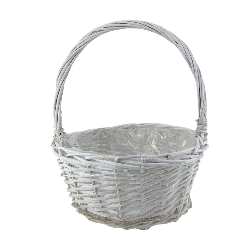 Корзина плетеная (ива), D30xH14/35 см Белый