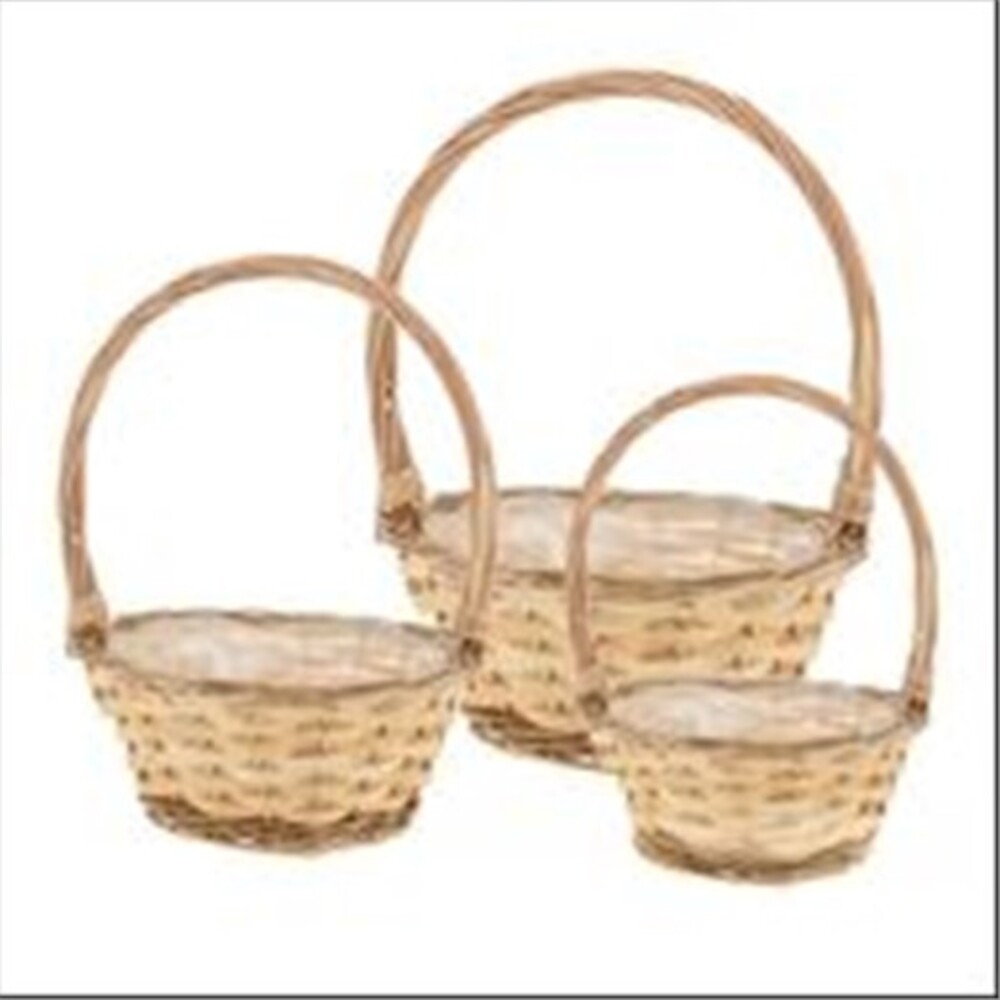 Корзина плетеная (ива), D22xH10/28 см - D14xH8/22 см, набор (3 шт) Натуральный