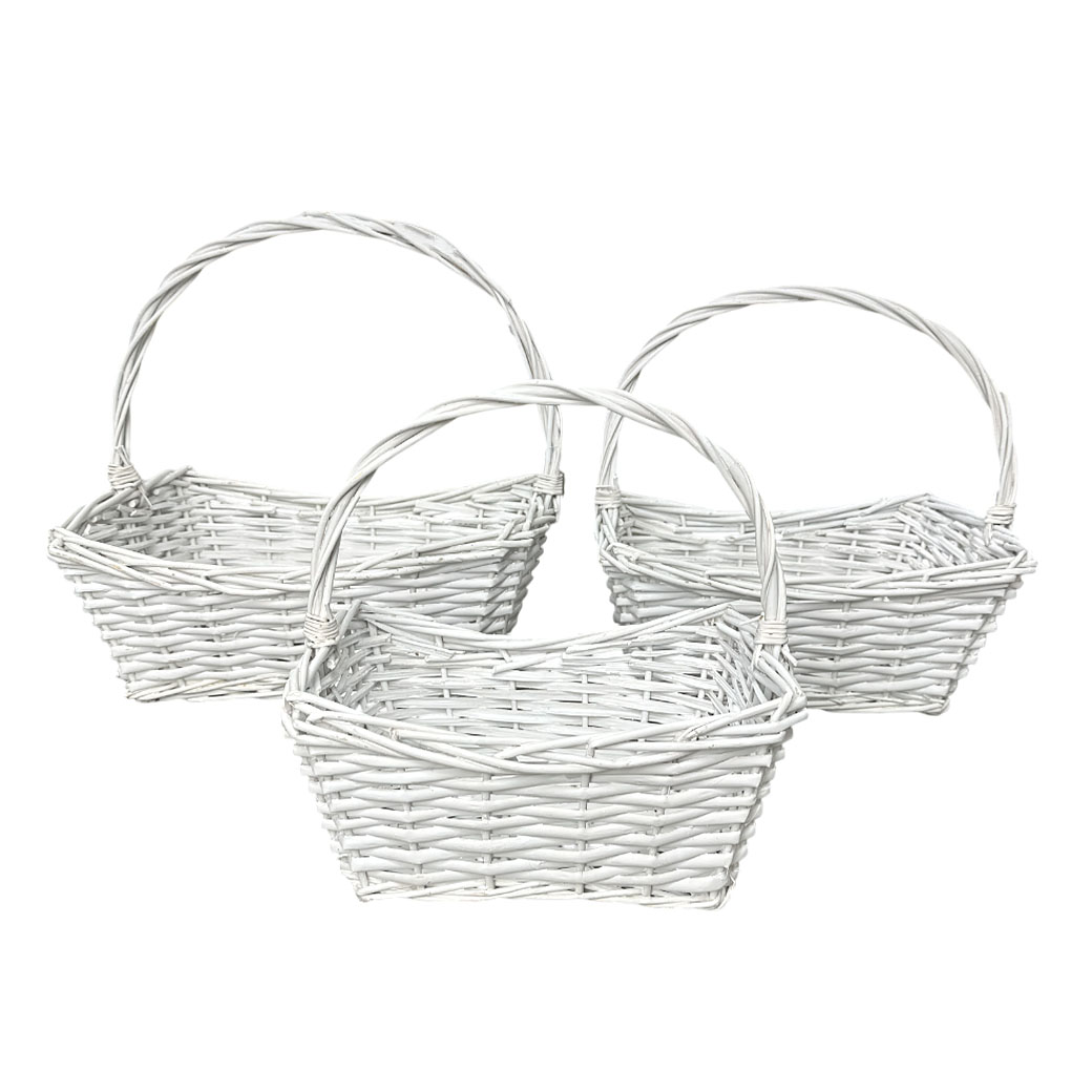 Корзина плетеная (ива), 41x30xH13/40 см - 30x20xH10/30 см, набор (3 шт) Натуральный