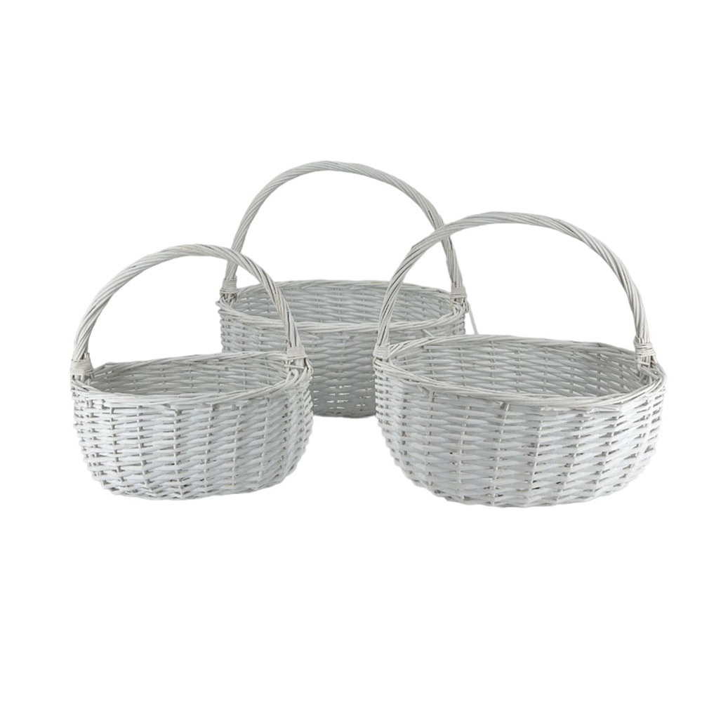 Корзина плетеная (ива), 43x32xH18/40 см - 31x20xH15/30 см, набор (3 шт) Белый