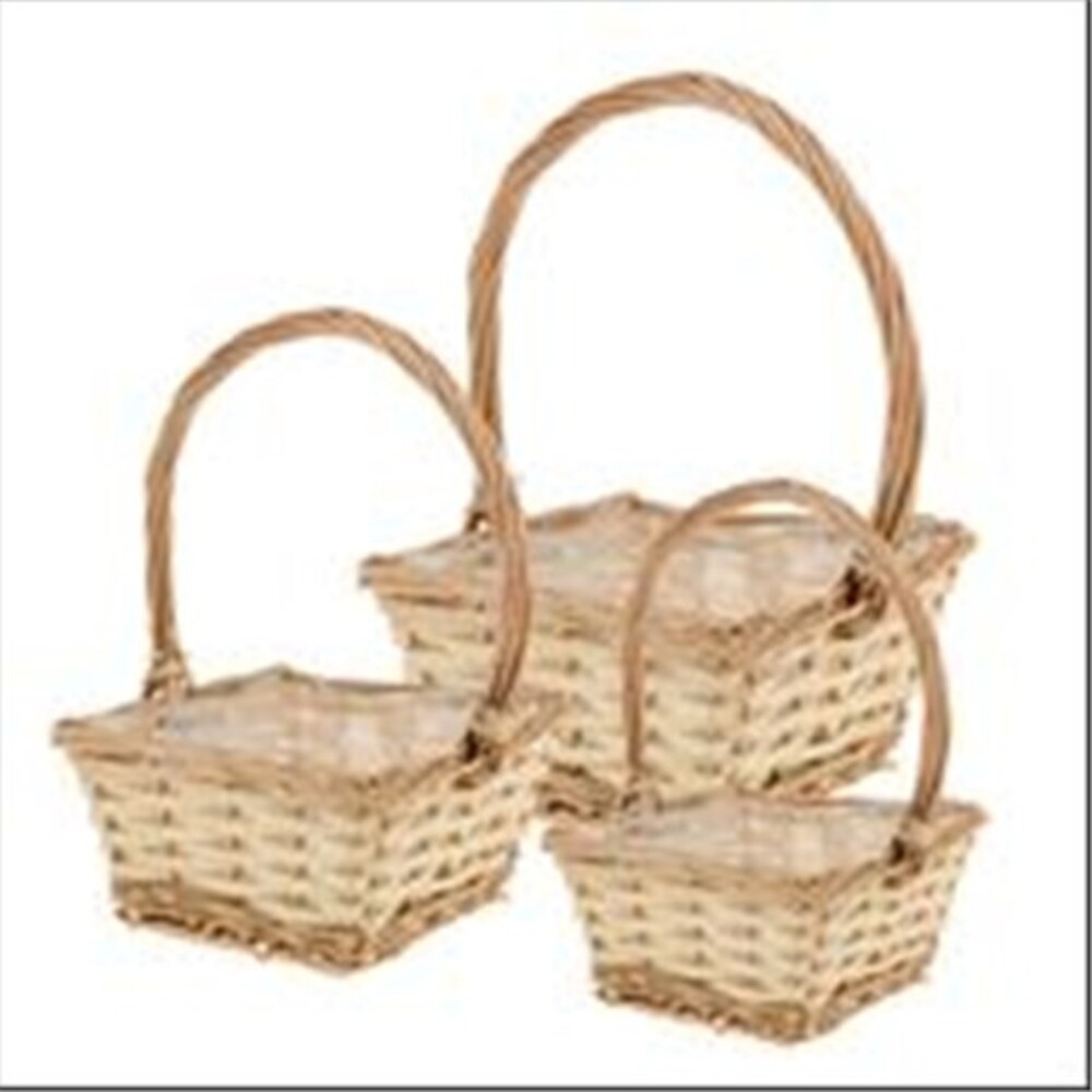 Корзина плетеная (ива), 20x20xH10/28 см - 12x12xH7/21 см, набор (3 шт) Натуральный