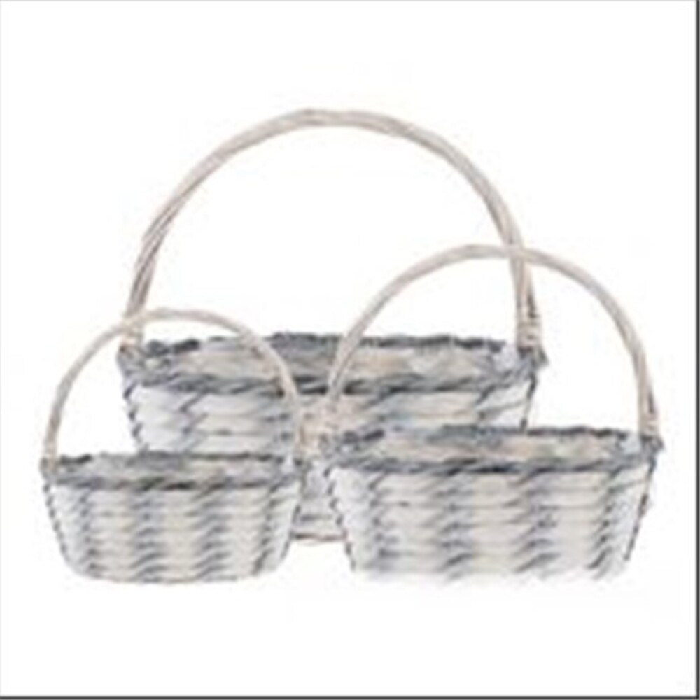 Корзина плетеная (ива), 32x21xH12,5/30 см - 21x11xH10/22 см, набор (3 шт) Серый