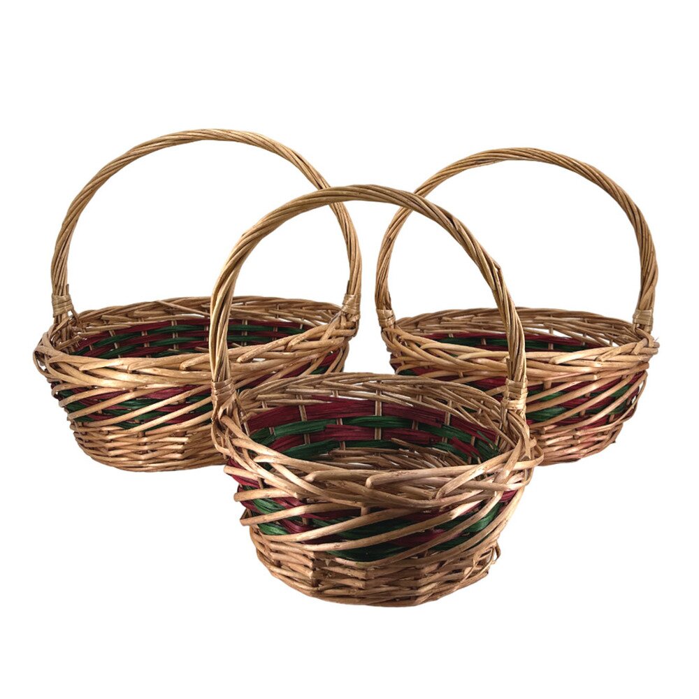 Корзина плетеная (ива), D42xH15/39 см - D29xH12/29 см, набор (3 шт) Натуральный