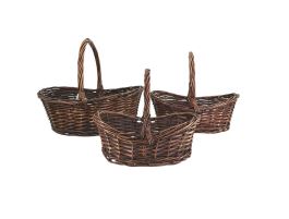 Корзина плетеная (ива), 43x29xH16/34 см - 31x18xH12/24 см, набор (3 шт) Коричневый