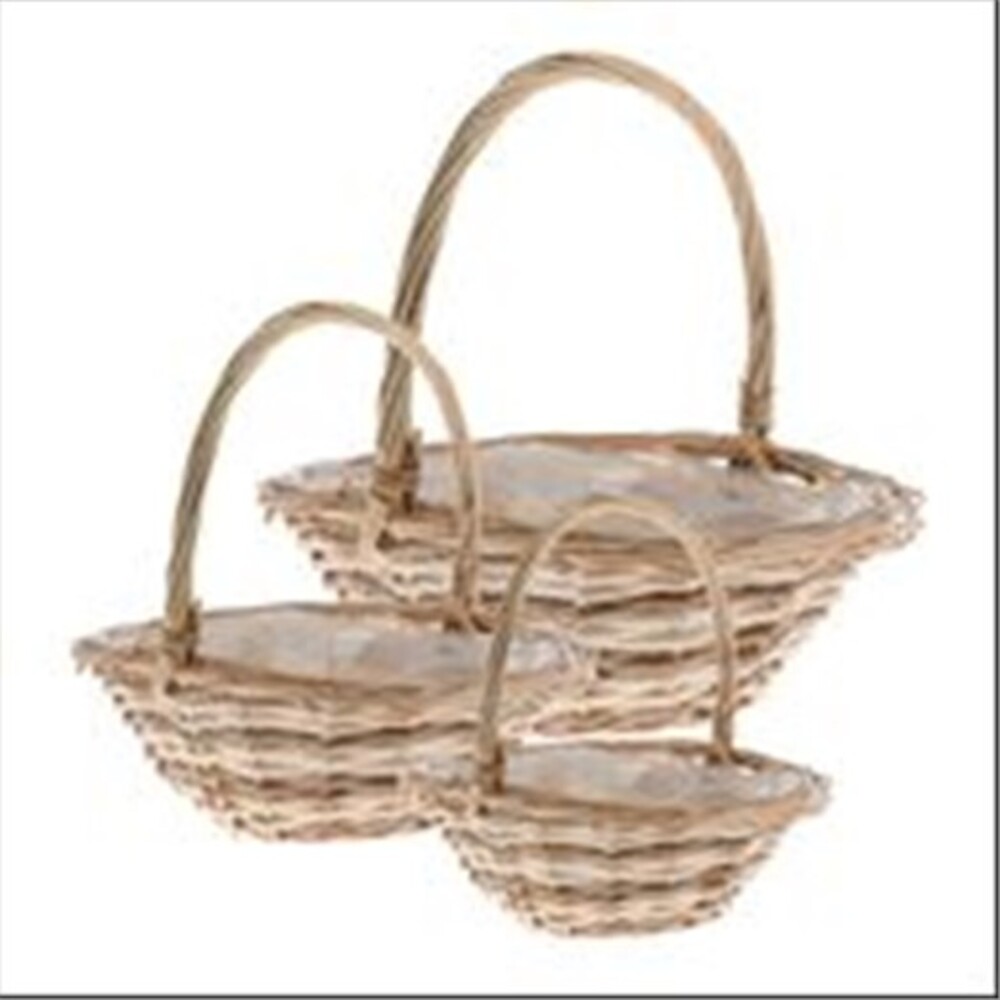 Корзина плетеная (ива), 33x29xH12/32 см - 19x23xH7/22 см, набор (3 шт) Натуральный