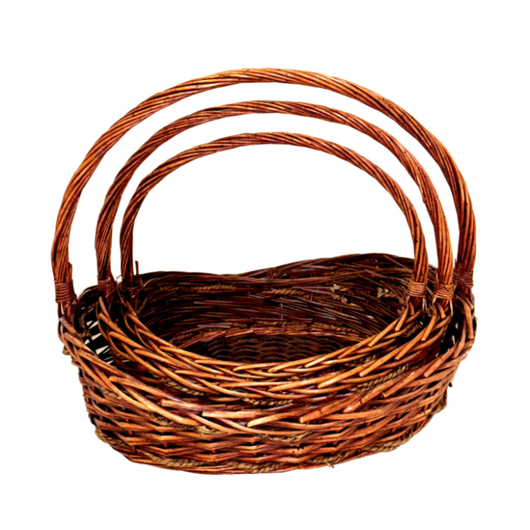 Корзина плетеная (ива), 57x40xH16/44 см - 42x28xH12/38 см, набор (3 шт) Коричневый